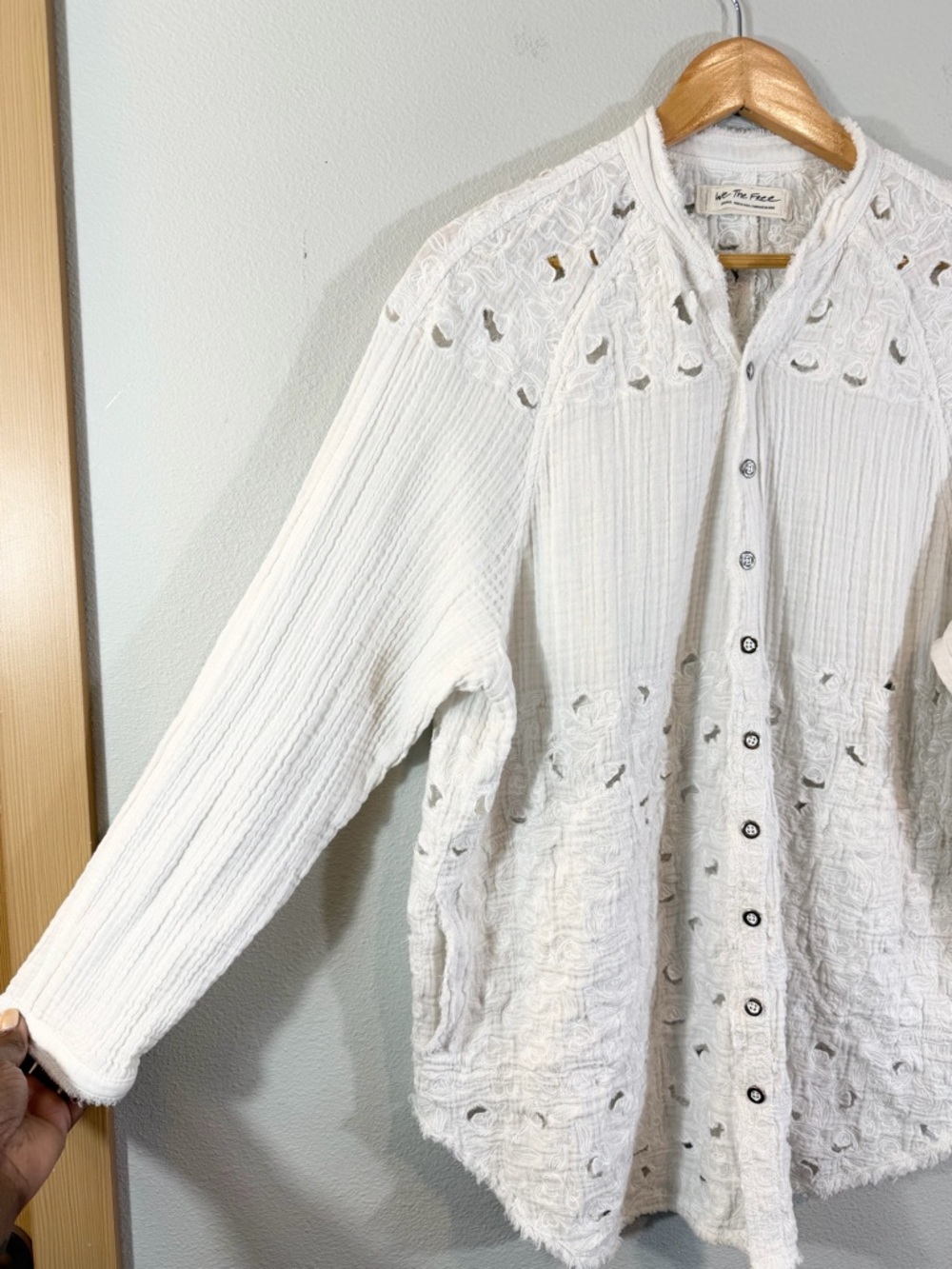 We the Free Summer Daydream Cutwork Top Size S White Gauze Cotton Boho Cottage - Picture 5 of 13